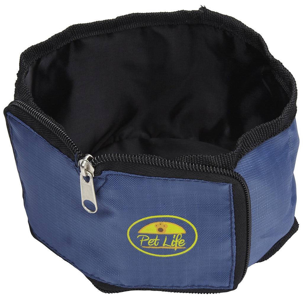 Pet Life ® Wallet Folding Waterproof Zippered Collapsible Folding Travel Pet Dog Cat Bowl Feeder Waterer
